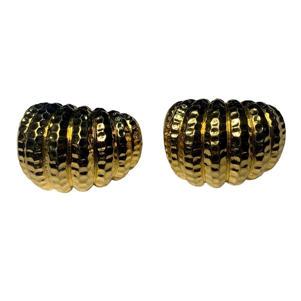 Vintage Joan‎ rivers textured gold tone hoops